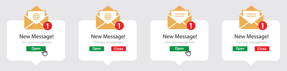 New message notification icon, vector illustration