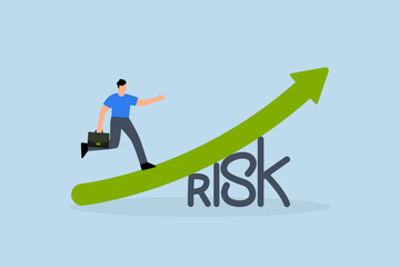 High risk high return stock market investment,&nbsp;investor strolling on develop up stock advertise chart over the word risk