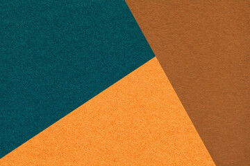 Geometric dark teal, orange and brown texture paper background for presentation, banner or card design template