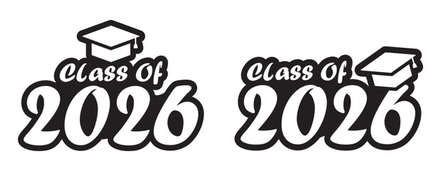 Class of 2026 set icon, vector illustration