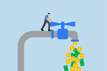 Cash flow, the owner of the business turning on the water tap to let gold dollar bills out