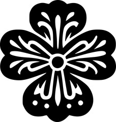 Mexican Folk Art Inspired Pansy Flower Silhouette Floral Illustration for seamless pattern