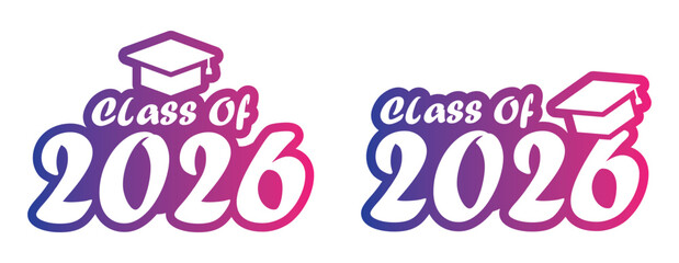 Class of 2026 set icon, vector illustration