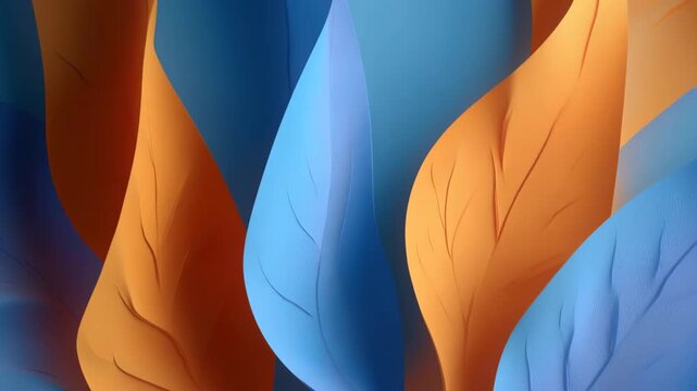 abstract colorful background, blue, orange, leaf