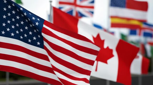 Multinational Flags Display Celebrating International Friendship and Unity