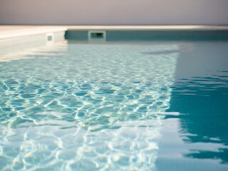 Sparkling water surface of a private swimming pool, shimmering sunlight