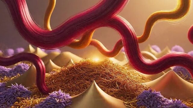 Vibrant saffron purple flower with yellow stamens and red stigmas