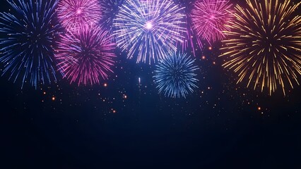 Vibrant fireworks display on happy valentine's day celebration night