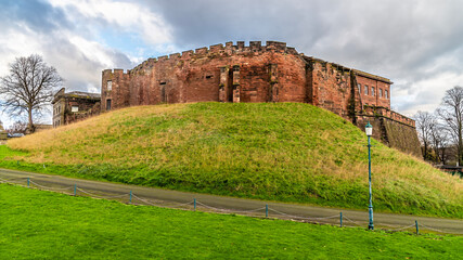 A view towards the side of the castle in the city of Chester, Cheshire, UK