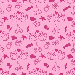 Seamless pattern swan falling in love  © Florencee