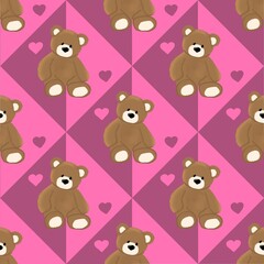Fototapeta premium Seamless pattern cuty bear with tinny love