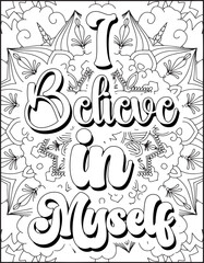 Positive Affirmation Quote Coloring Page for Adults. Positive Quote Mandala Coloring Page. Swear Adult Coloring Page