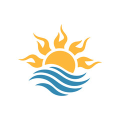 Sun rising over wavy ocean water in warm vibrant colors