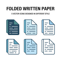Six folded written papers in different shades of blue and white