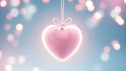 Happy valentine's day wishes with sparkling pink heart ornament