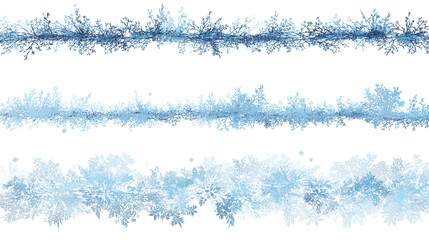 Icy snow cap collection. Winter frost decoration. Border frozen frame isolated design Stock Vector