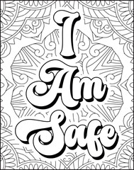 Positive Affirmation Quote Coloring Page for Adults. Positive Quote Mandala Coloring Page. Swear Adult Coloring Page