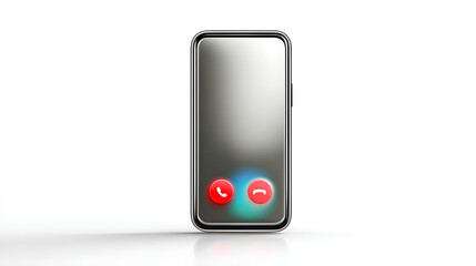 Incoming call notification mockup on white background. Liquid glass call screen interface, push notification button. Audio call screen mockup with sound button, message and mic icons, vector. 
