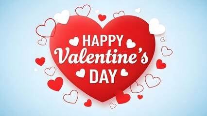 Happy valentines day wishes greeting card with red heart and love symbols