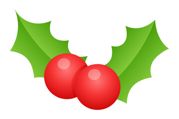 Vector illustration of Pair of Holly Berries with leaves on transparent background