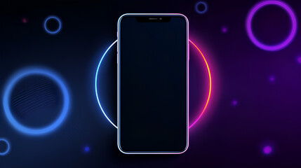 Light frame smartphone icon interface isolated for dark theme. White UI square and circle banner collage with glow stroke. Abstract widget template for smartphone and web app, vector illustration