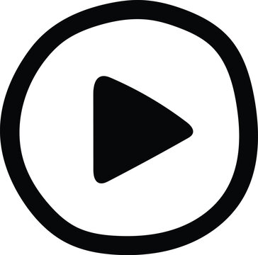 Hand drawing Play video or play media flat icon for apps and websites 