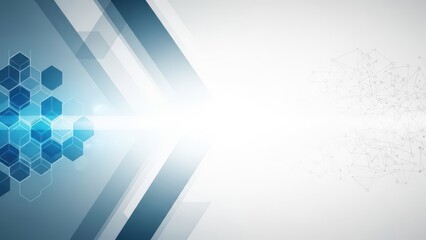 Abstract Blue Hexagon Network and Geometric Shapes Technology Background