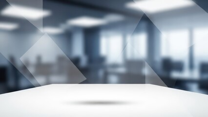 Modern Office Interior with Empty Display Table for Product Placement - Blue Tones