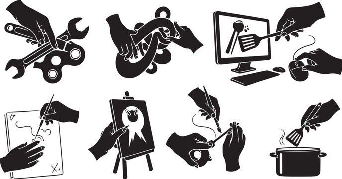 Creative Hands at Work with Various Artistic and Technical Tools
