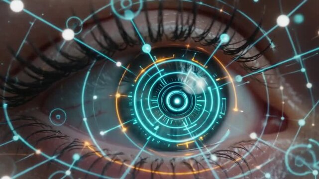 Futuristic Digital Eye with Biometric Interface