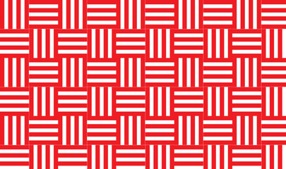 Seamless Red and White Woven Basketweave Pattern Background &ndash; Classic Interlaced Stripes Texture, seamless pattern. 