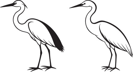 Obraz premium Crane Bird Pair Vector | Elegant Wading Bird Line Art
