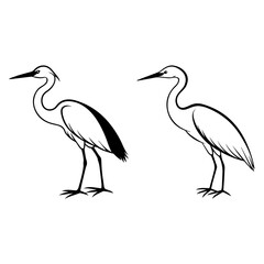 Obraz premium Crane Bird Pair Vector | Elegant Wading Bird Line Art