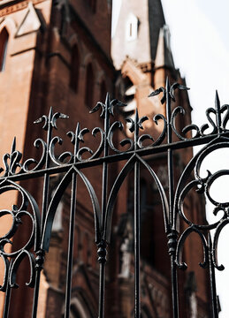 Ornate Iron Gate Details at Xujiahui Cathedral Shanghai