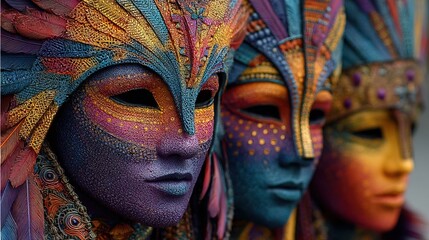 Detailed Ornamental Carnival Mask with Feathers and Intricate Decoration