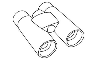 Binoculars Line and Flat Design Icon, Minimal Vector Illustration of Field Glasses Isolated