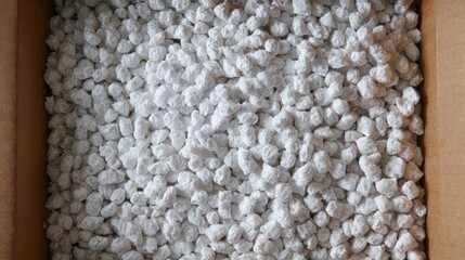 Packing material fills a cardboard box for shipping items safely