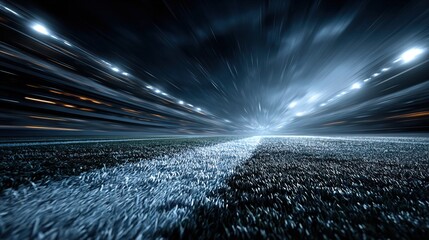 Abstract Motion Blur Dark Soccer Field with Lights Background Stock