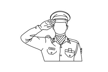 A military officer saluting with their right hand raised to their forehead in a formal gesture of respect and honor always