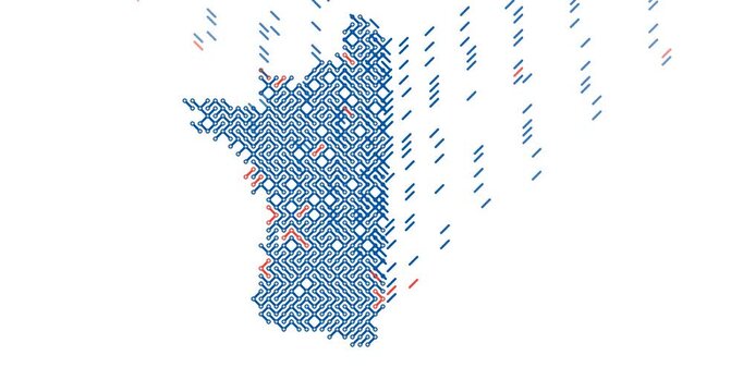 Abstract Sliding Stripes Reveal France Country Shape