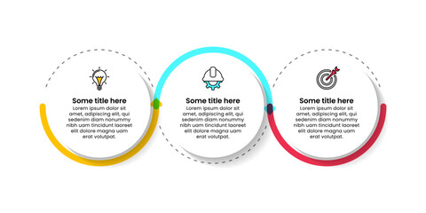 Plakat Infographic template. 3 connected circles with arrows and icons
