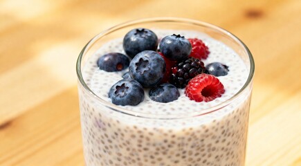 Nutritious Chia Seed Pudding with Mixed Berries 