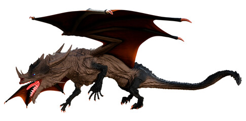 3D Rendering Fairy Tale Dragon on White