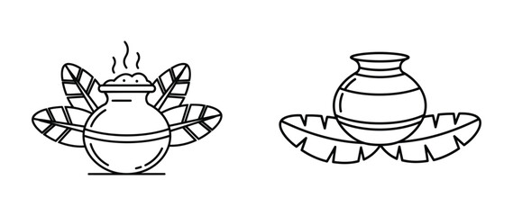 A black and white illustration of a bee and a vase with flowers