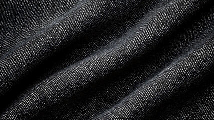 Fototapeta premium Black Denim Fabric With Soft Waves and Highlights texture