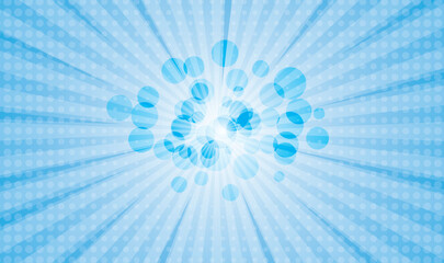 Blue Radial Burst Background with Bokeh Circles &ndash; Abstract Light Explosion for Fresh Modern Designs, radial burst, bokeh background, Sunburst Illustration