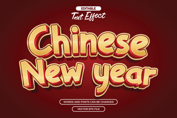 Chinese new year editable text effect with gold text tyle and with red background