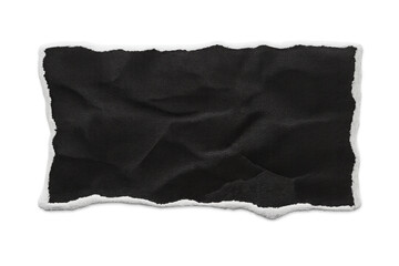 Obraz premium Torn black paper background with wrinkled texture and ragged edges, abstract blank template on transparent alpha channel