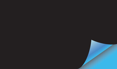 Black Page Curl Reveal Effect with Bright Blue Underlayer &ndash; Modern Curled Paper Overlay for Dramatic Designs , Corner paper page, sheet sticker curl, rolled fold