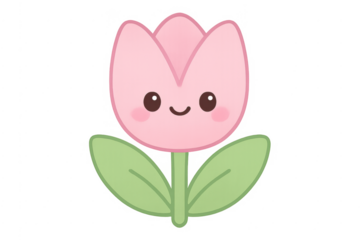 Cute pink smiling tulip flower cartoon character
